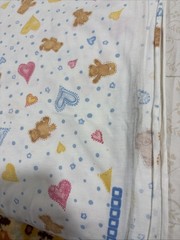 cotton fabric fleece Bear & Hearts Cutouts Blue Polka Dots 56L x 62W Nursery