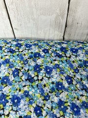 Blue White Flower Polyester Blend Fabric 4.5 Yards 58″ Wide Sheer Decor Party