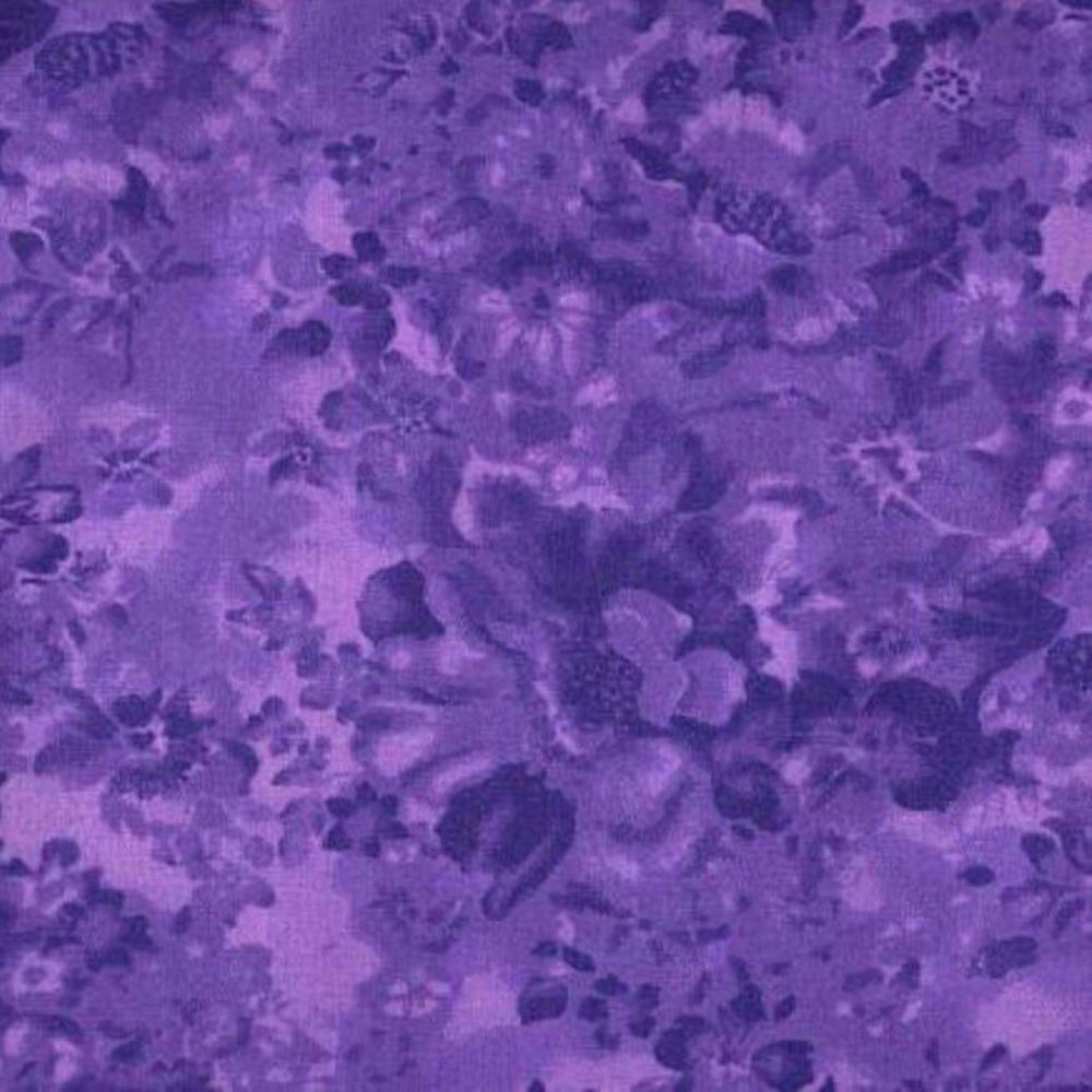 108″ Extra Wide Quilt Backing By The Yard All Cotton Faded Floral Purple