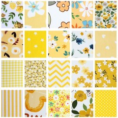 40 Pcs Yellow Floral Fabric Spring Jelly Fabric Quilting Patchwork Roll Yello…