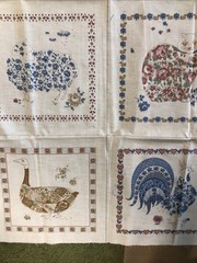 Veg Joan Kessler Concord Fabrics Cotton Panel Cream Floral Animals 44”x43”