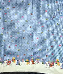 Daisy Kingdom Winnie the Pooh Christmas Present Border Fabric Blue Gingham Vtg