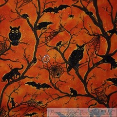 BonEful Fabric FQ Cotton Quilt Black Orange Pumpkin Glitter Polka Dot Stripe Boy