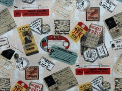 NEW & HTF Designer Novelty Exclusive BON VOYAGE TRAVEL TICKETS *100% Cotton FQ*