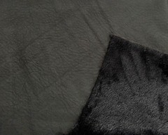 Black Vegan Leather Faux Fur Knit Fabric By the Yard [ Jacket]