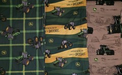 Lot of 8+ Yards John Deere Fabric, Mix Styles. Plaid, Stripe. Tractor Green