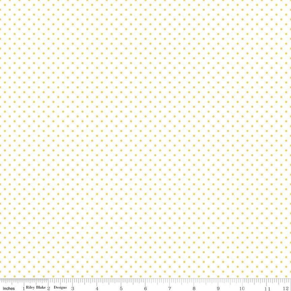 Fat Quarter Riley Blake Basics Swiss Dot (Printed) Yellow On White Quilt Fabric
