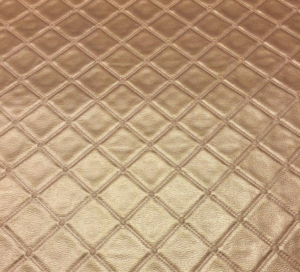RICHLOOM FRAZIER COPPER QUILT DIAMOND METALLIC FAUX LEATHER MULTIUSE FABRIC BTY