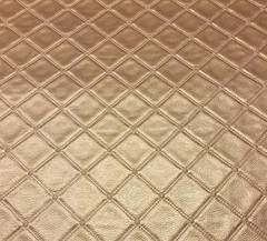RICHLOOM FRAZIER COPPER QUILT DIAMOND METALLIC FAUX LEATHER MULTIUSE FABRIC BTY