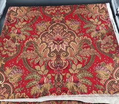 Raymond Waites Mill Creek “Ancient King” Fabric 6.5 Yards Red Jacobean