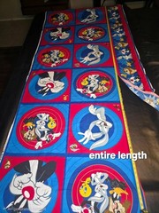 VINTAGE LOONEY TUNES BUGS BUNNY SYLVESTER TWEETY TAZ FABRIC 95″ CRANSTON USA