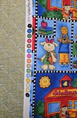 HTF School Days Cheri Strole My Stitch Cotton Fabric Schoolhouse/Animals 4 Yards