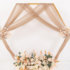 Nude Wedding Arch Draping Fabric 2 Panels 29″ X 20 FT Extra Long Gauze Drapes Sh