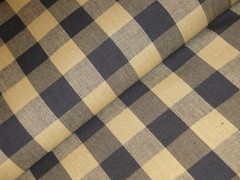 Black And Tea Dye Buffalo Check Cotton Homespun Fabric | Farmhouse Fabric