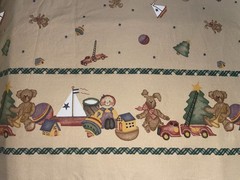 By the Yd Vintage 1995 Daisy Kingdom Christmas Tot Toys Double Border Fabric BTY