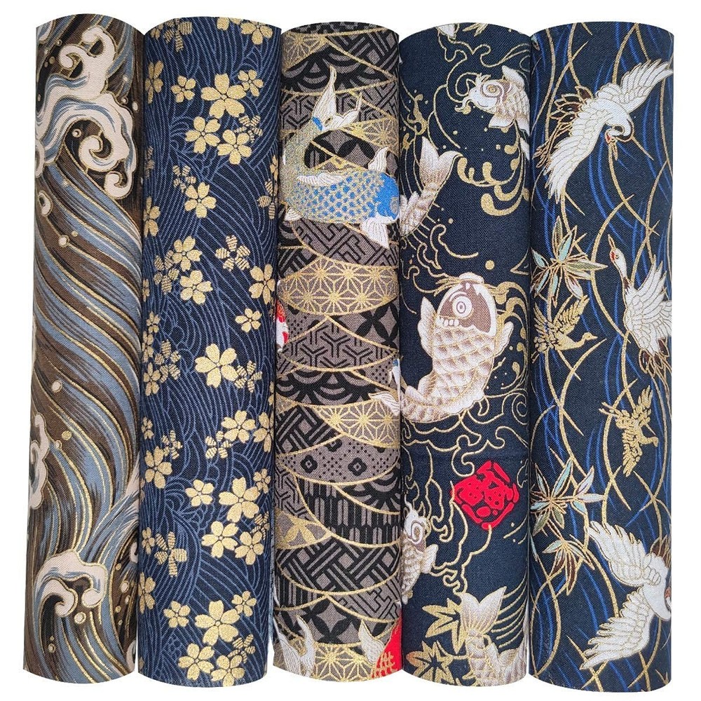 5PCS Cotton Pattern Fabric Bundles Small Flower Pattern Japanese Style Fabric fo