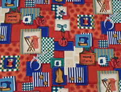 Home Sewing Red Blue Patchwork Print Classic Cottons Fabric 44 x 69″