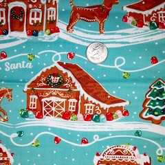 5 Pioneer Woman Fat Quarters Gingerbread Village Cookies for Santa Happy Baking