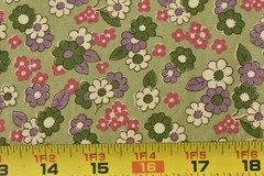 By 1/2 Yd, Lavender Cream Green & Pink Floral on Olive, Thimbleberries, V688