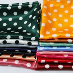 1Yard X 1.48Meter Polka Dots Fabric Satin Charmeuse Soft Lining Scarf Diy Tissu