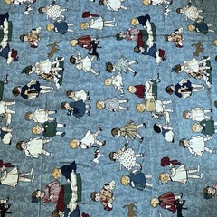 Kids Under Cover Blue Children Playing Walking Pets Thimbleberries 0.7 Yards