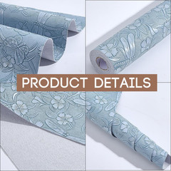 54 X 11.8 Inch Vintage PU Leather Butterfly Flower Embossed Rolls Floral Texture
