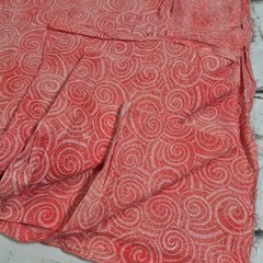 Vintage Fabric Coral Salmon Spiral Swirl Printed 44″ X 2yrds W/ Small Cut-Out