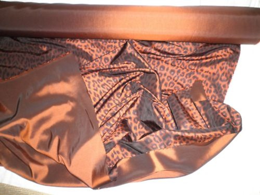 Rust-Brown LEOPARD PRINT Iridescent Satin/Taffeta REVERSIBLE FABRIC – per yard