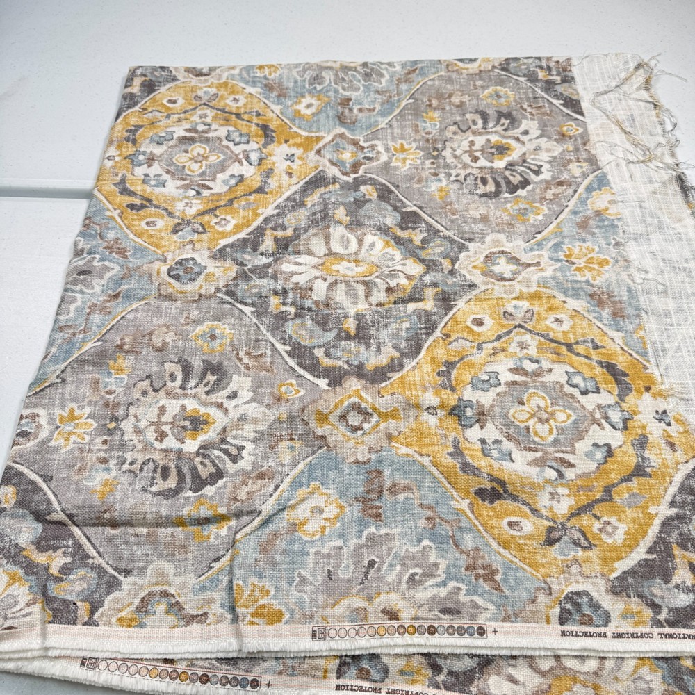 convington upholstery fabric cotton gray yellow floral louts 55×98 2.75yards