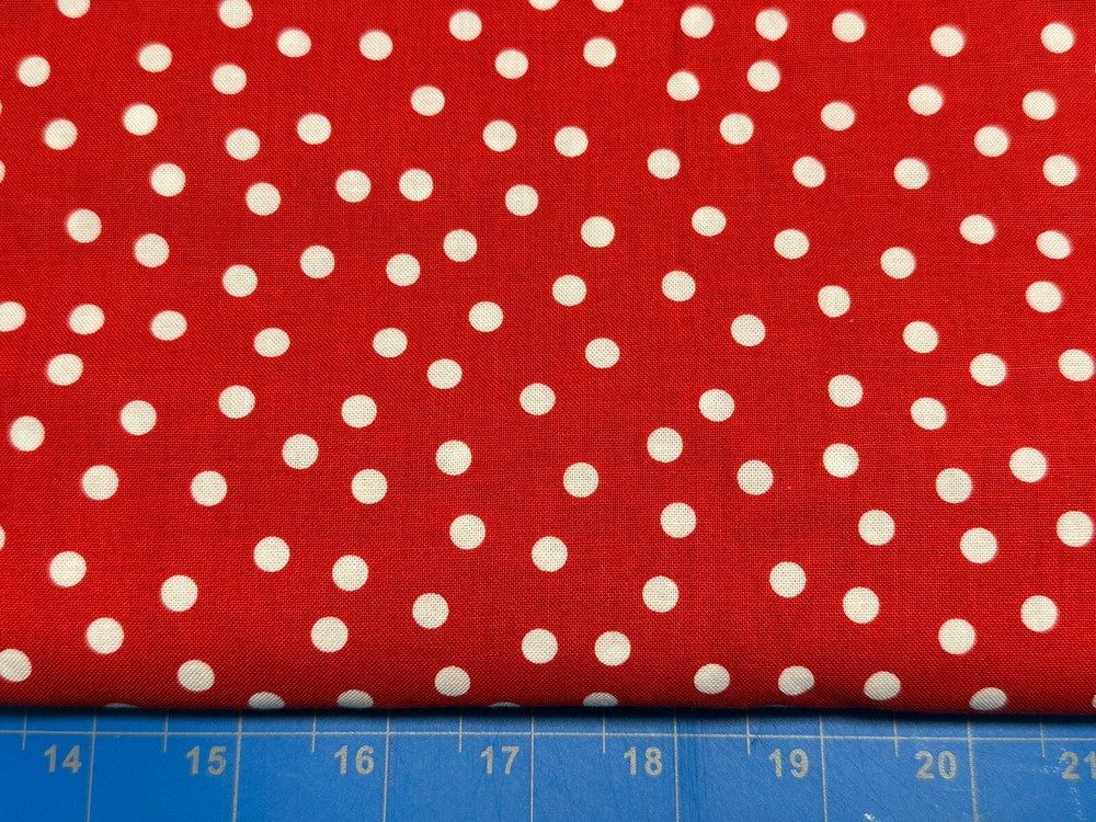 Tina Scrap 9″x21″ Circle dots Valentines Red White Ann Kelle Cotton Fabric