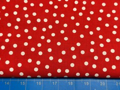 Tina Scrap 9″x21″ Circle dots Valentines Red White Ann Kelle Cotton Fabric