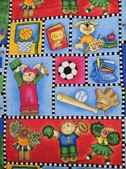 HTF School Days Cheri Strole My Stitch Cotton Fabric Schoolhouse,Animals 4 Yrds