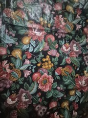 ​5 Yds Stanley King Studio Floral Fruit Chintz Fabric Teflon Screen Print…
