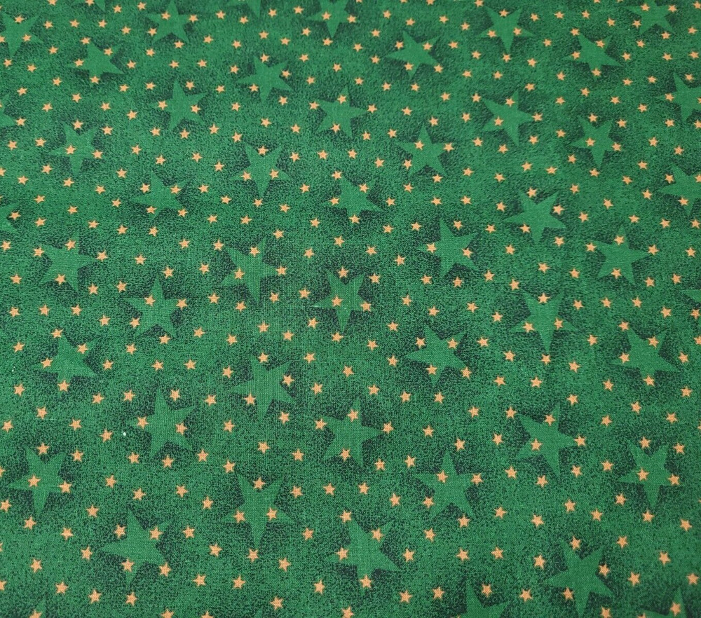 Star Print BTY The Kesslers Concord Non Metallic Gold & Black on Green