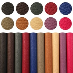 Solid Color PU Leather Fabric Plain Lychee Fabric Cotton Back 10 pcs 8″ x 13″