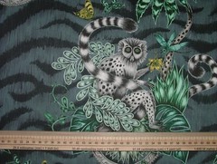 Emma J Shipley Fabric Lemur Navy 100% Cotton Curtain Upholstery Cushion Fabric
