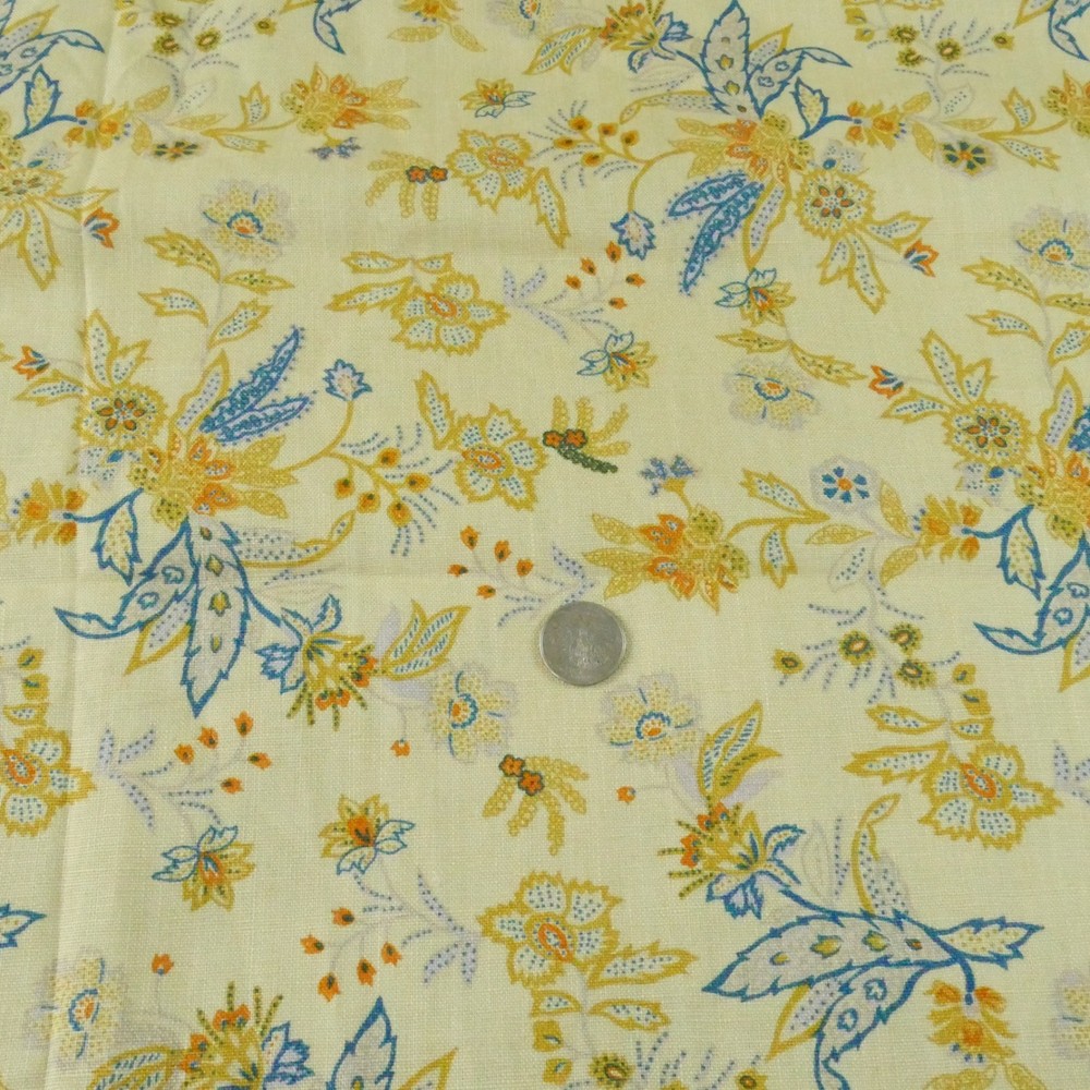 3.72Y x 54W Linen Upholstery Fabric Jacobean Floral Chintz Traditional Elegant