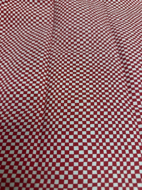 Red White Mini Checkered Fabric Small Checker Print 1 Yard Cotton Fabric