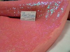 Iridescent Neon Coral Glitz Sequin Fabric / 3mm Sequin on Poly Mesh – Sold BTY
