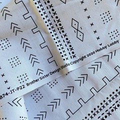 1 YD Black White Geometric Stripe Fabric Cotton Brother Sister