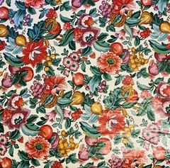 Teflon Polished Finish Fabric Floral Fruit Large Scale Stanley King Vintage B