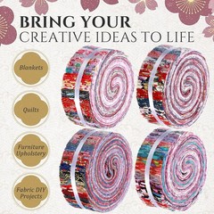 Japanese Style 160pc Cotton Fabric 2.44″x39″ Quilting Rolls – Quality Crafting