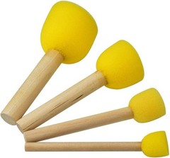 WAFJAMF 20 Pcs Round Sponges Brush Set 4 Sizes DIY Painting Tools Yellow | Wo…