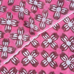 Pink Floral Hand Block Print Fabric 2.5 Yard 100% Cotton Boho Sewing Material