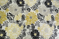 2015 Original Screenprint Richloom Upholstery Fabric 5 2/3 Yd Black Gold Floral