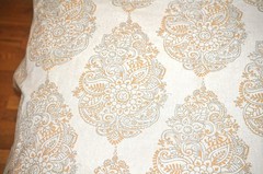 Tan and Orange Print 56″ Wide Linen/Rayon Blend 5 yards Available By the Yard