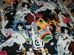 Alexander Henry Fabric Inked 2006 Tattoo Pinup Girls Groovy Retro 33″ L x 43″ W