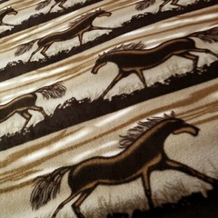 Equestrian Mustang Horse Print Fleece Fabric 60″ BTY Cozy No Sew Blanket DIY
