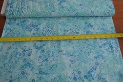 By 1/2 Yd, Turquoise & Blue Floral Batik, Indonesia, Hoffman, Hand Painted, B522