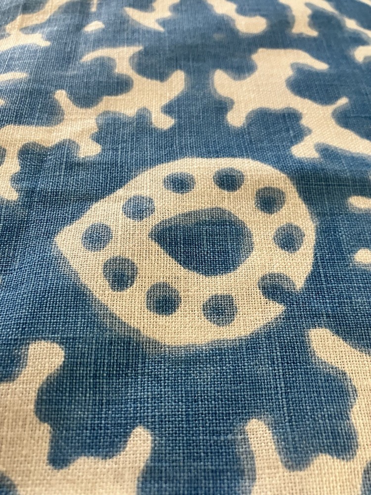 Ralph Lauren Blue And White Linen Blend Ikat Fabric